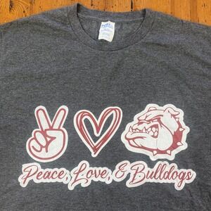 Port & Company Georgia Bulldogs Gray‎ Peace Love Graphic T Shirt Men's Size L